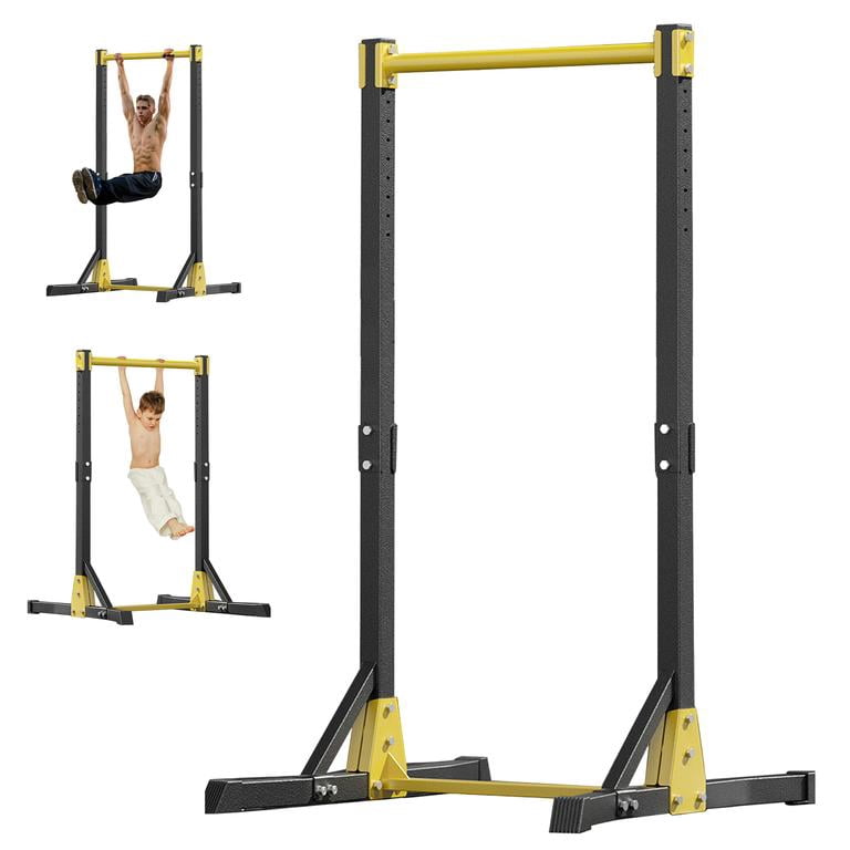 Korogimeeet Heavy Duty Pull Up Bar Station 400 lbs, 11 Level Adjustment 63-84 Inch, Multi-Function Tower for Leg Raises Pull Ups, Triangle Support Stability, 41 x 41 x 63-84 Inch