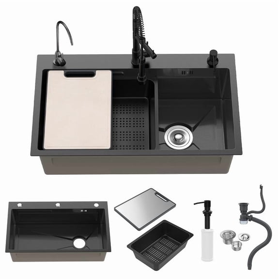 Korogimeeet Kitchen Sink 30 x 18 x 8 Inch, Stainless Steel Workstation Sink with Nano Coating, Sliding Cutting Board & Drain Basket, X-Shape Drainage, for Modern Farmhouse