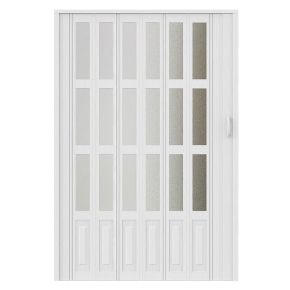 Korogimeeet PVC Folding Door 48x80 Inch, Accordion Room Divider with Magnetic Strip, Smooth Operation No Derailment, for Pantry Closet Partition, 48 x 80 x 0.5 Inch