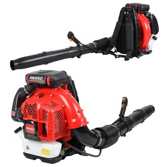 Korogimeeet Red Gas Powered Backpack Blower 80CC, 3.5KW 7250RPM, 900CFM Airflow, Long Handle Narrow Tip, for Dust Removal Leaf Collection, 69 x 18 x 21 Inch