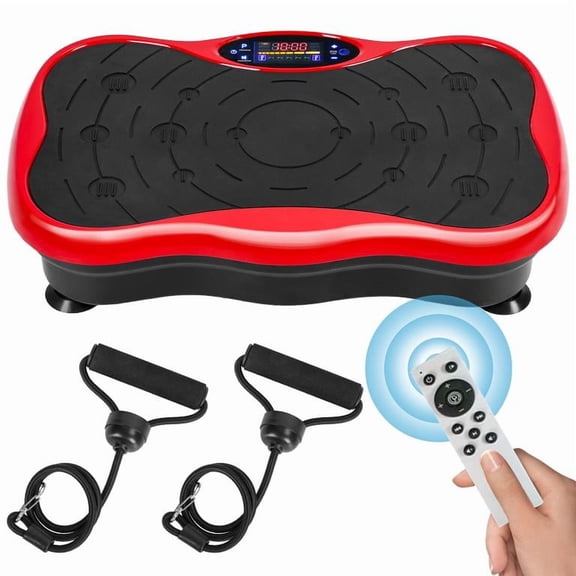 Korogimeeet Vibration Fitness Machine with 2 Resistance Bands, Whole Body Vibrating Platform Manual & Smart Modes 1-99 Speed, LED Touch Screen, Anti-Slip Suction Cups, for Home Use, 21 x 12 x 5 Inch