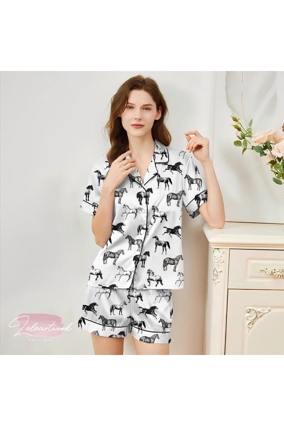 Korok Pattern Pajama Set Zelda-Inspired Green Sleepwear with Forest Spirit Print, Cozy Gamer Loungewear for Fans of Hyrule