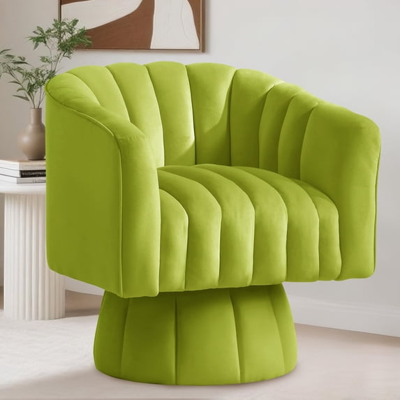 Korser 360° Swivel Accent Chair with Velvet Upholstered Swivel Barrel Chairs for Living Room, Bedroom,Green