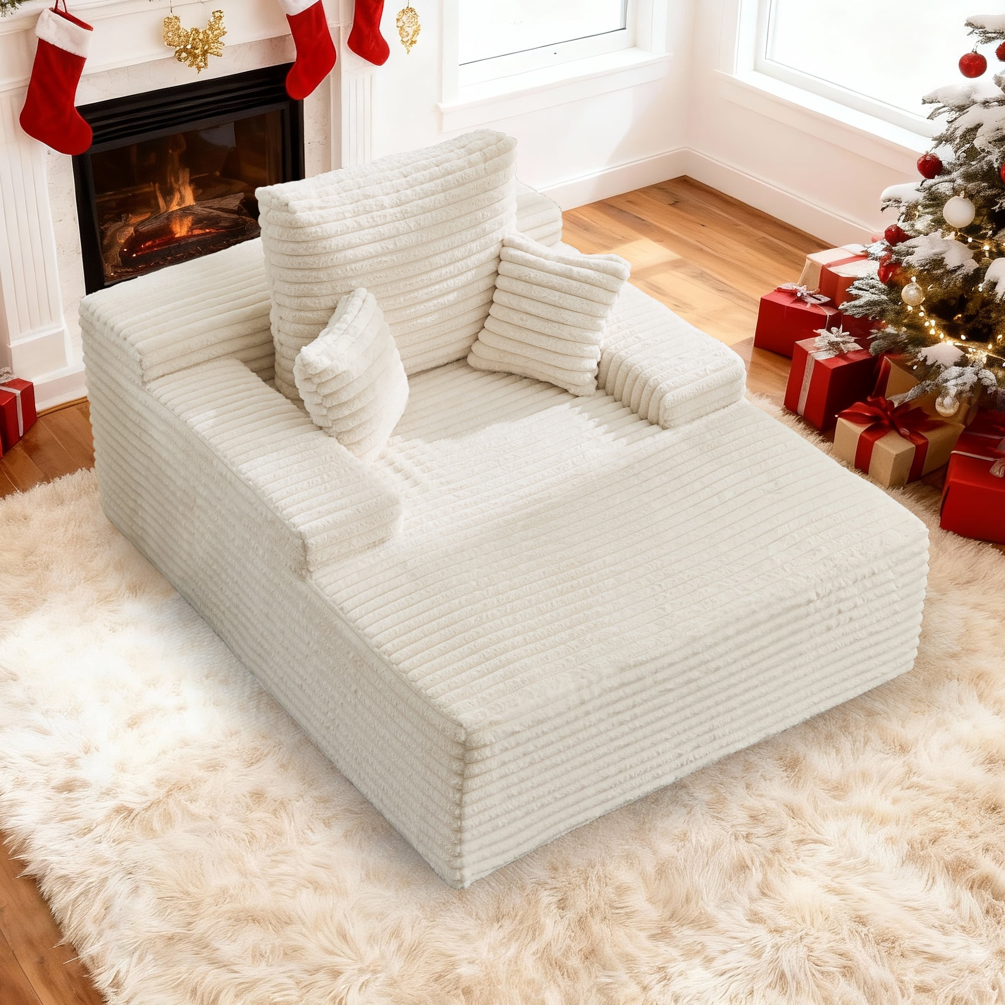 Korser 68.5'' Oversized Chair Chaise Lounge Indoor with Throw Pillows ...