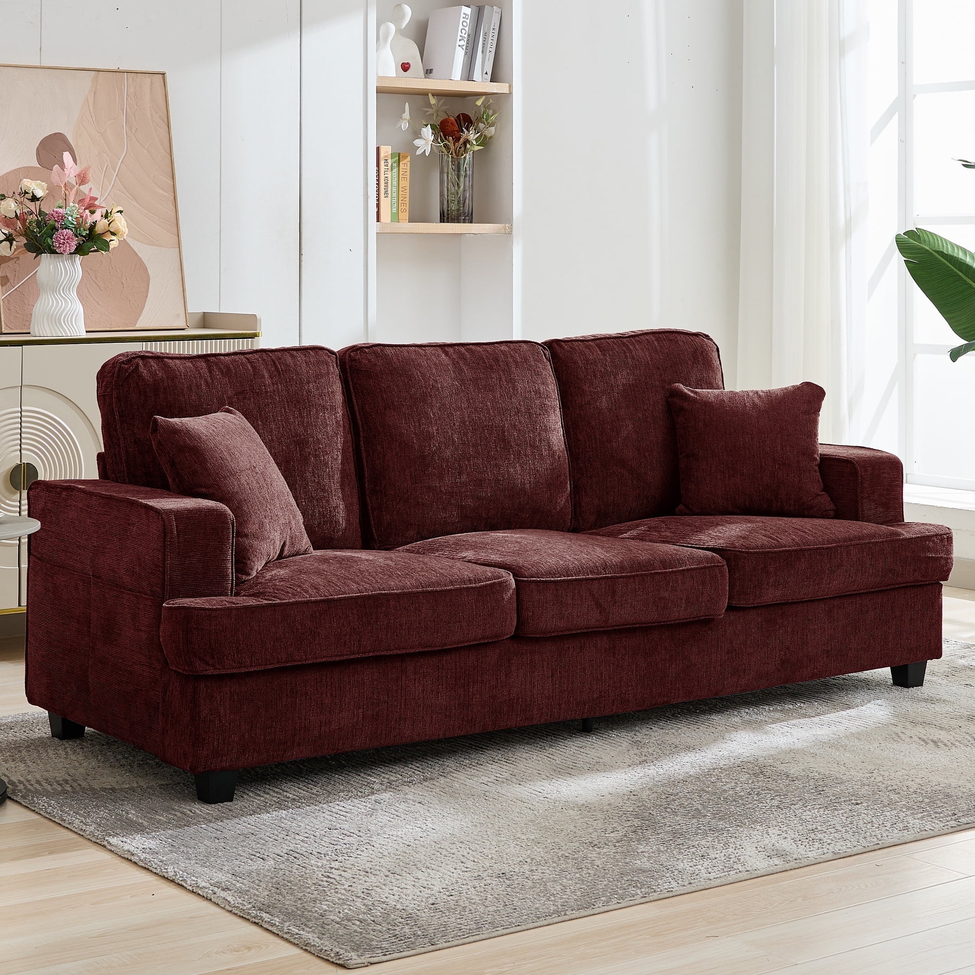 そふぁ BedLuxury 89'' Comfy Chenille Sofa Couch for Living Room