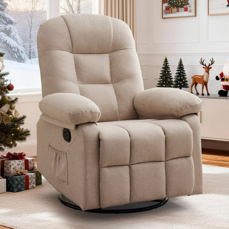 Garvee Rocking Recliner Chair, 360° Swivel Rocker Chair For Living Room, Upholstered
