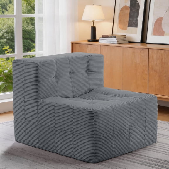 Korser Modular Sectional Sofa with Ottoman Convertible Tofu Block Sofa Floor Sofa Bed for Living Room,No Assembly Required,Corduroy,Dark Grey