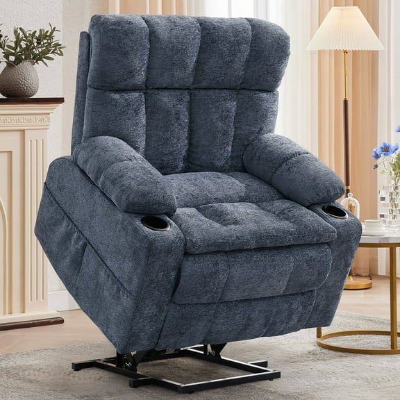 Korser Oversized Dual Motor Power Lift Recliner for Elderly with Adjustable Headrest,Massage Recliner Chair with USB Ports & Type C Electric Lift Chair with Storebox Cupholder for Living Room,Blue
