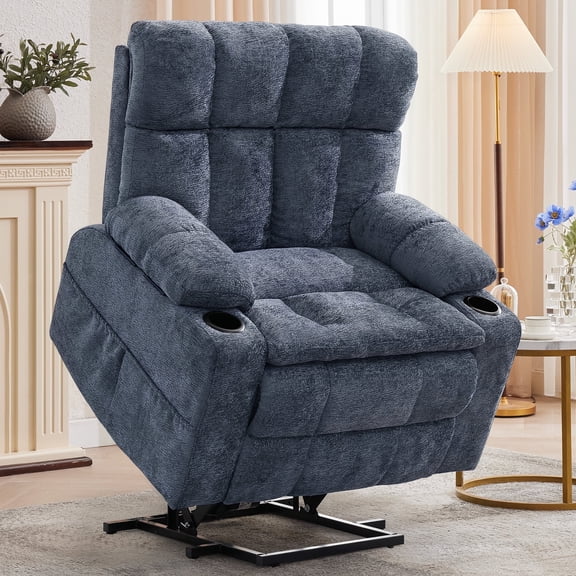 Korser Oversized Dual Motor Power Lift Recliner for Elderly with Adjustable Headrest,Massage Recliner Chair with USB Ports & Type C Electric Lift Chair with Storebox Cupholder for Living Room,Blue