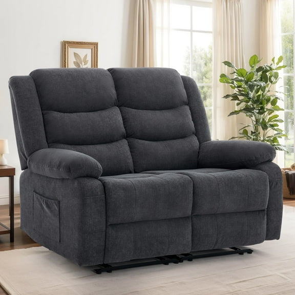Korser Oversized Loveseat Recliner Sofa with Front Pockets and Side Pockets for Living Room,Home Theater,Grey
