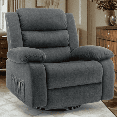 Korser Oversized Manual Swivel Rocker Recliner Chair for Living Room Glider Rocking Chair for Nursery,Grey