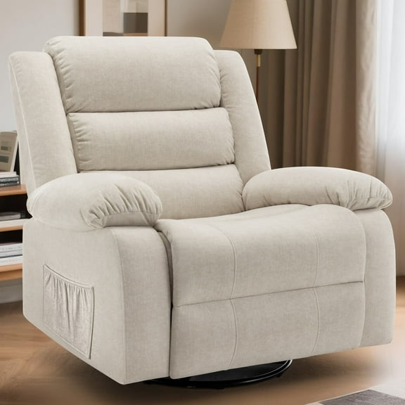 Korser Oversized Swivel Rocker Recliner Chair with Massage and Heating for Living Room,Beige