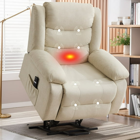 Korser Power Lift Recliner Chair for Elderly with Massage and Heat Oversized for Living Room,Beige