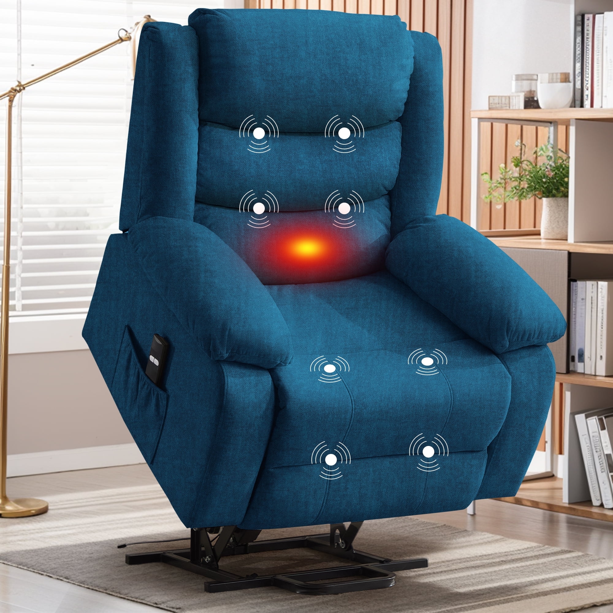 Korser Power Lift Recliner Chair for Elderly with Massage and Heat Oversized for Living Room,Blue