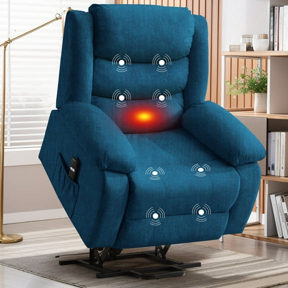 Korser Power Lift Recliner Chair for Elderly with Massage and Heat Oversized for Living Room,Blue