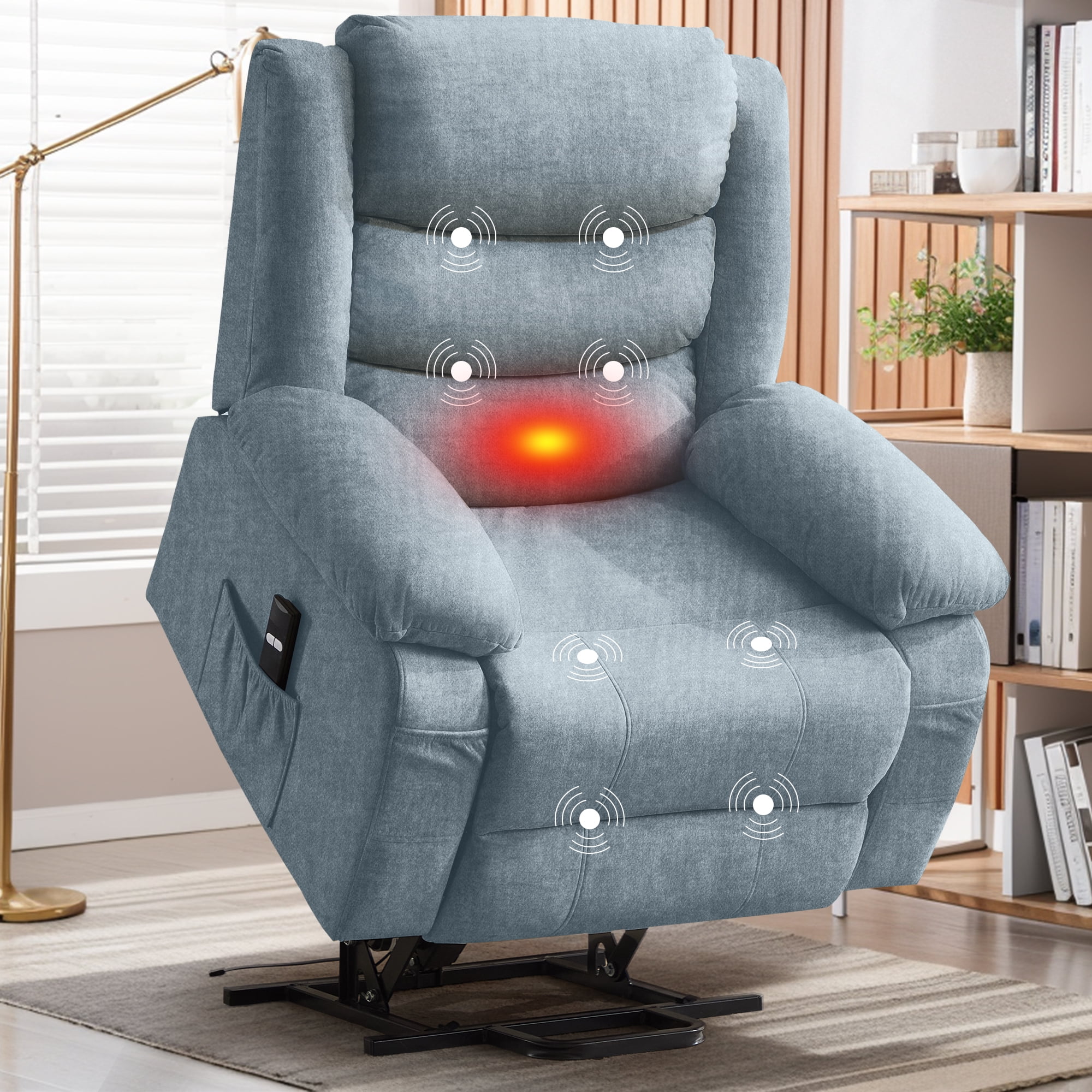Korser Power Lift Recliner Chair for Elderly with Massage and Heat Oversized for Living Room,Pewter