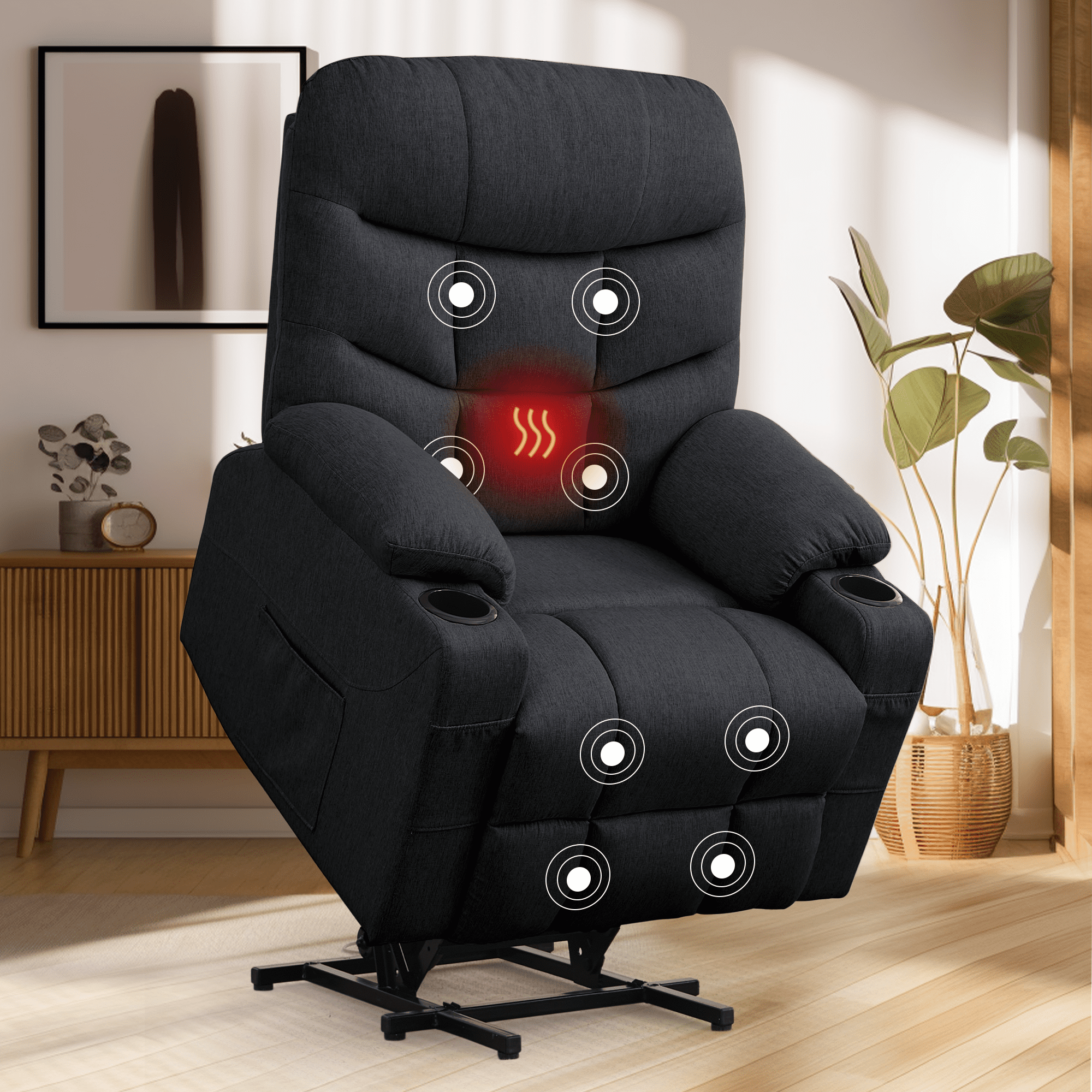 Korser Power Lift Recliner Chair for Elderly with Massage for Living Room,Black