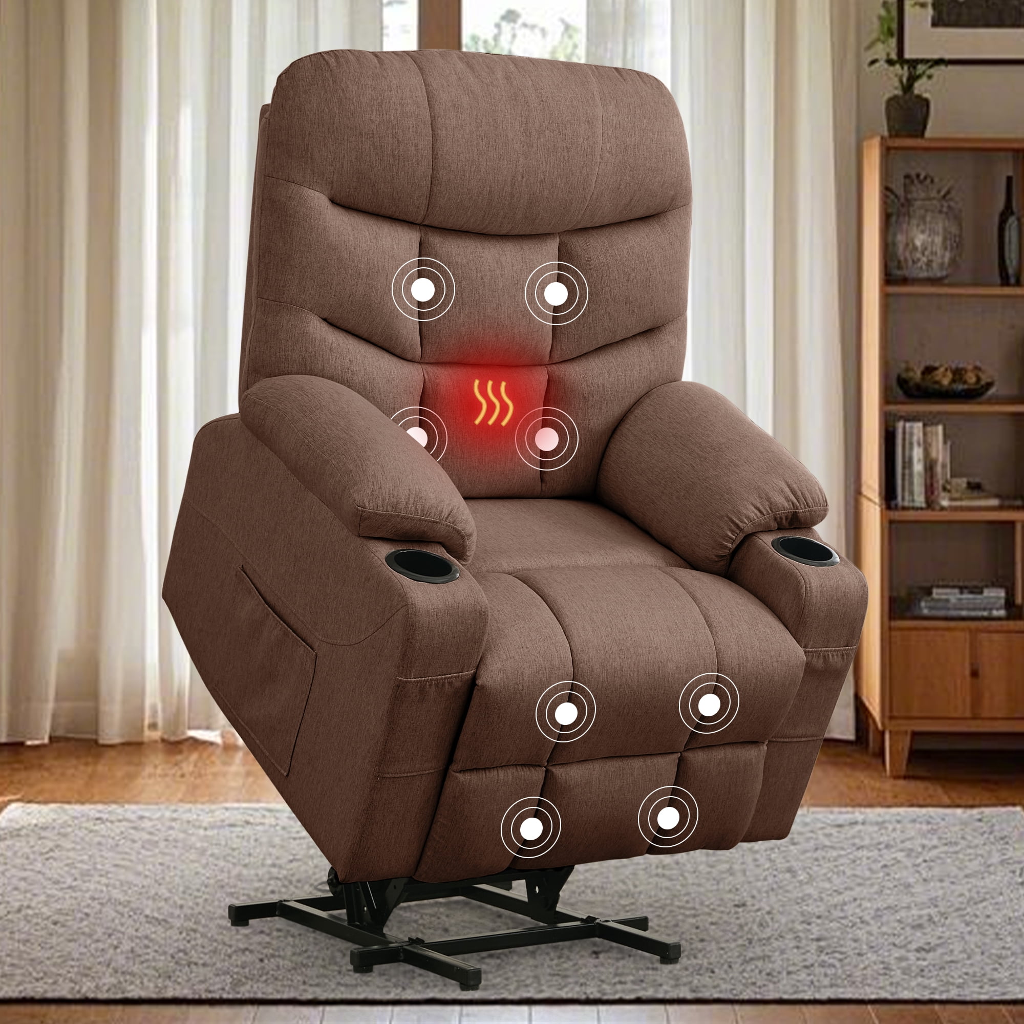 Korser Power Lift Recliner Chair for Elderly with Massage for Living Room,Brown