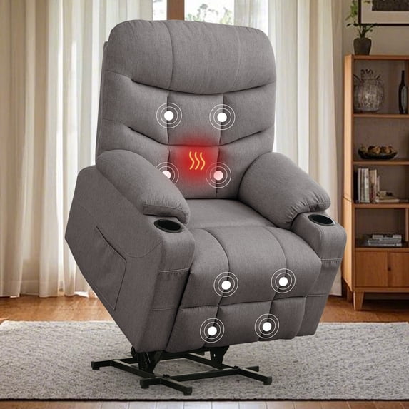 Korser Power Lift Recliner Chair for Elderly with Massage for Living Room,Grey
