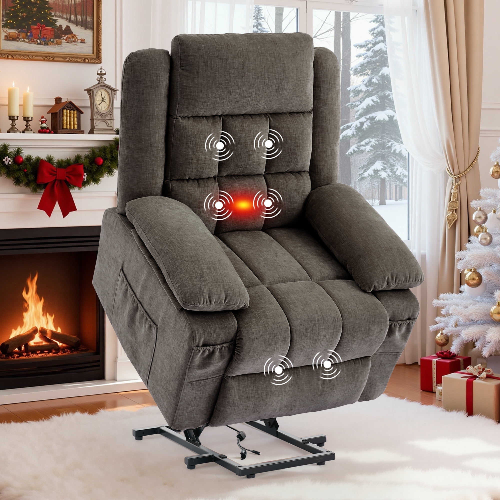 Korser Power Lift Recliner for Elderly with Heat and Massage Recliner Chair with Infinite Position Electric Lift Chair for Living Room,Brown