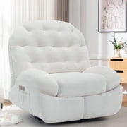 Korser Power Swivel Rocker Recliner Chair with USB Ports Chenille for Living Room,Beige