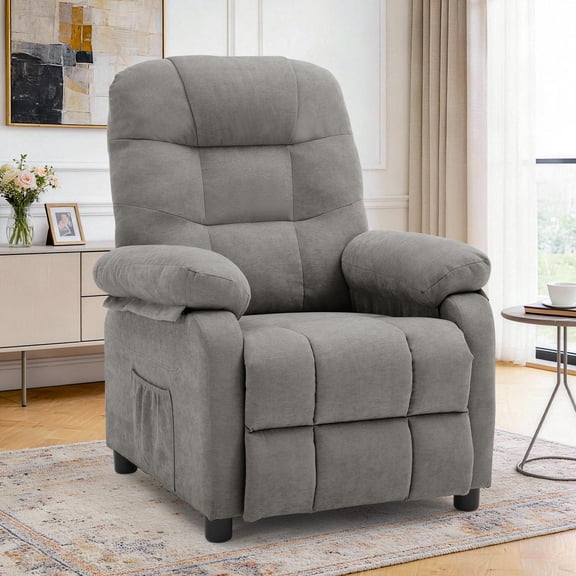 Korser Recliner Chairs for Adults with Fixed Base Push Back Recliner Chair for Living Room,Small Recliner Sofa for Small Spaces,Linen Fabric,Light Grey