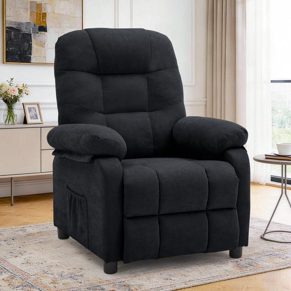 Korser Recliner Chairs for Adults with Fixed Base Push Back Recliner Chair for Living Room,Small Recliner Sofa for Small Spaces,Linen Fabric,Black