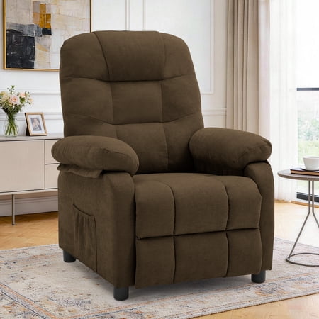 Korser Recliner Chairs for Adults with Fixed Base Push Back Recliner Chair for Living Room,Small Recliner Sofa for Small Spaces,Linen Fabric,Brown