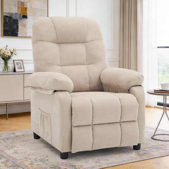 Korser Recliner Chairs for Adults with Fixed Base Push Back Recliner Chair for Living Room,Small Recliner Sofa for Small Spaces,Linen Fabric,Khaki