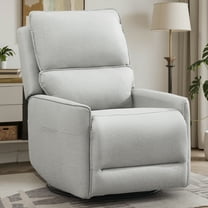 Korser Small 360 Swivel Rocker Recliner Chairs for Adults, Skin-friendly Fabric with Side Pockets for Living Room,Light Grey