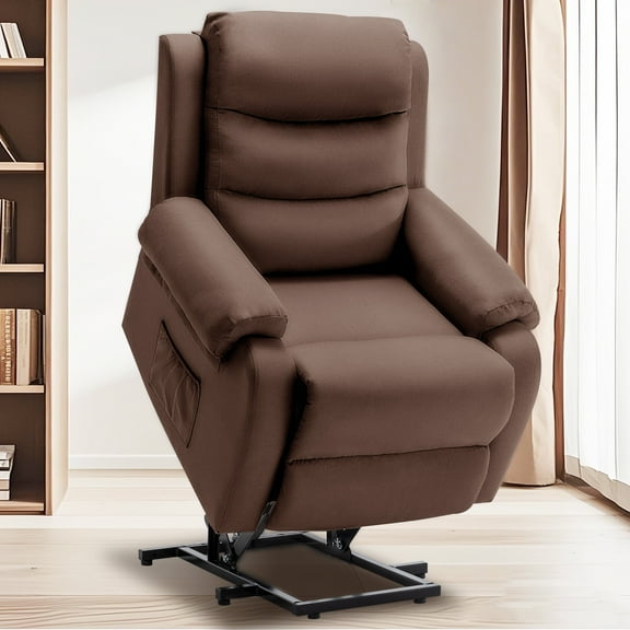 Korser Small Power Lift Recliner Chair for Elderly with Memory Function Linen for Living Room,Brown