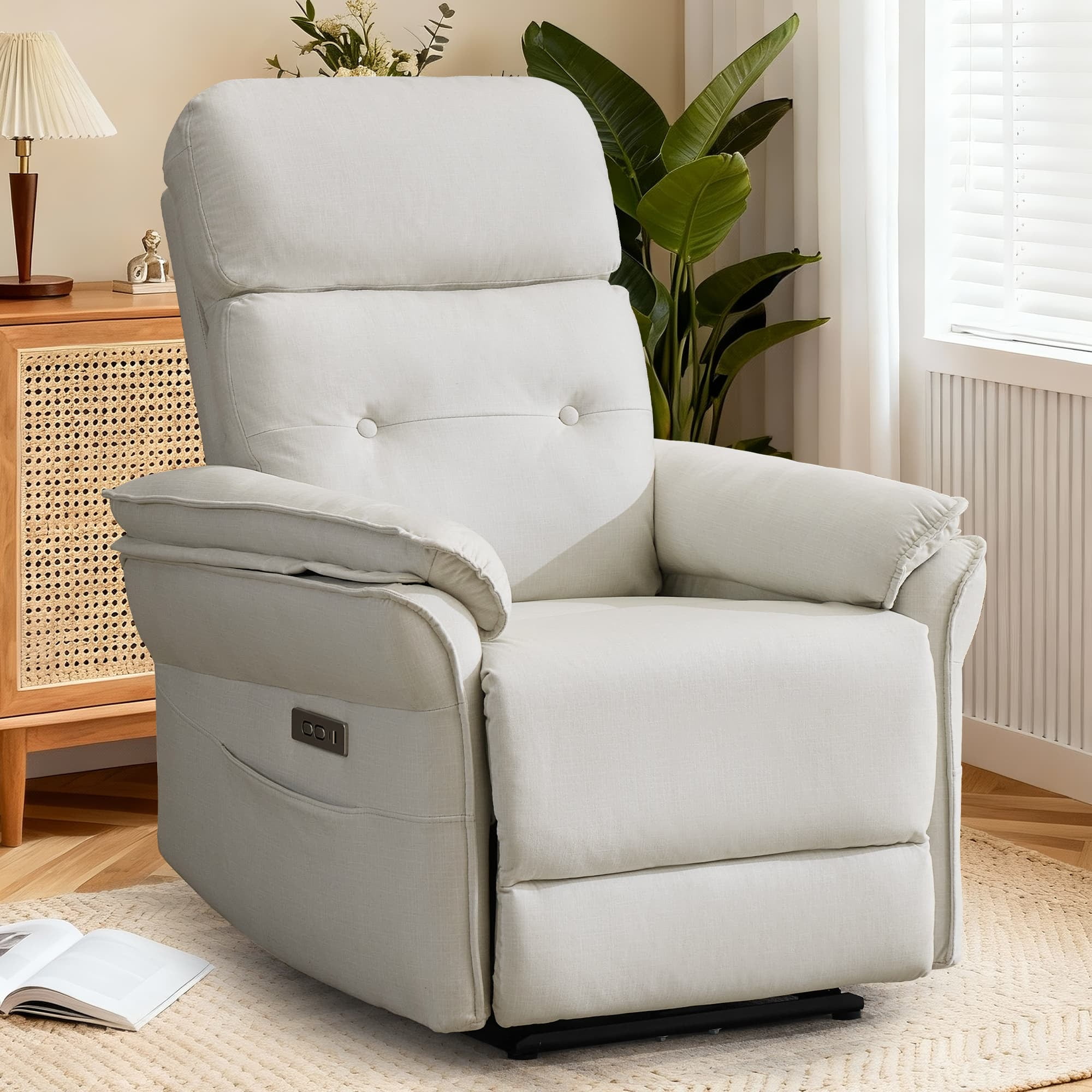 Korser Small Power Zero Gravity Recliner Chairs for Adults with USB&Type-C Ports for Living Room,Beige