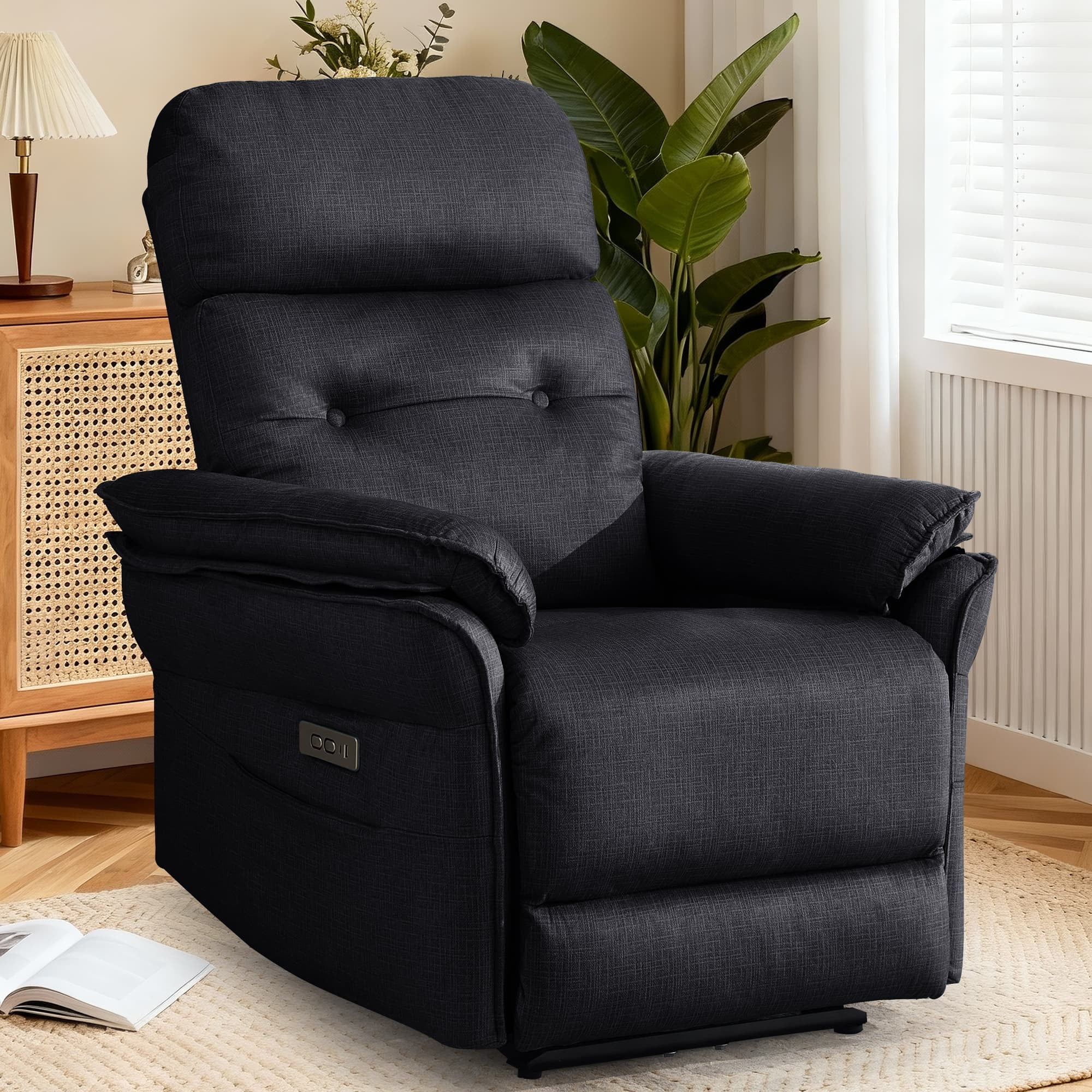 Korser Small Power Zero Gravity Recliner Chairs for Adults with USB&Type-C Ports for Living Room,Black