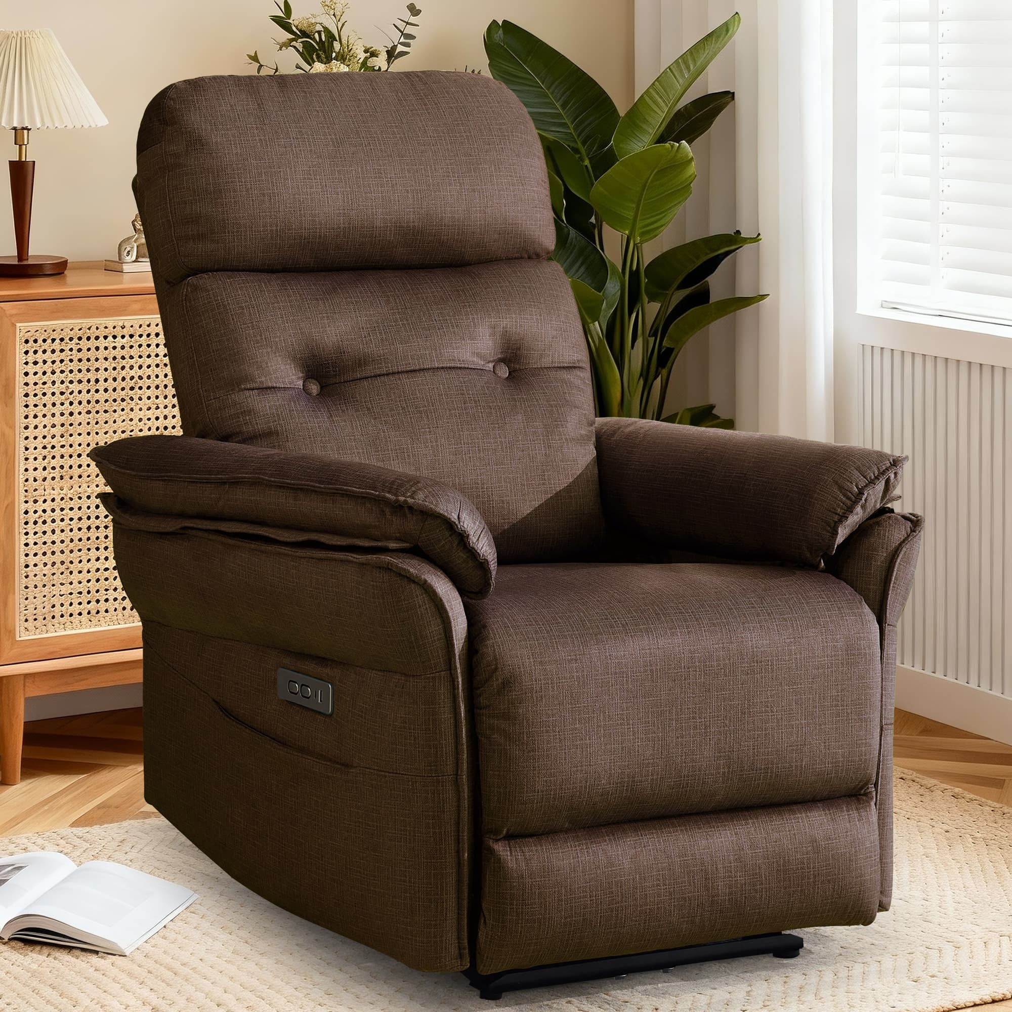 Korser Small Power Zero Gravity Recliner Chairs for Adults with USB&Type-C Ports for Living Room,Brown