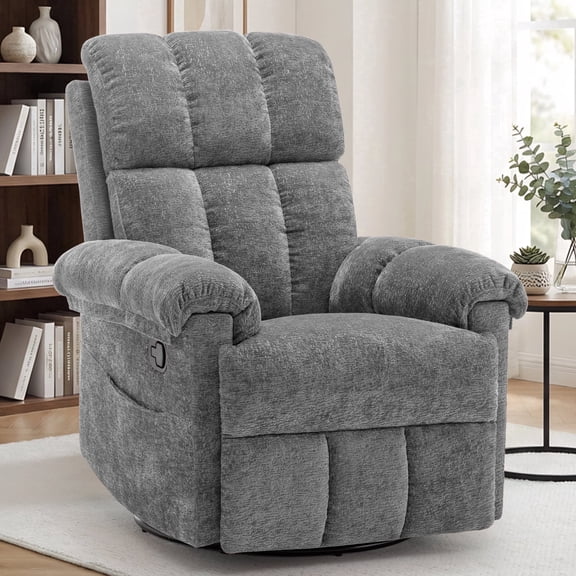Korser Small Recliners for Small Spaces,Swivel Rocker Recliner Chair with Side Pockets for Living Room,Grey