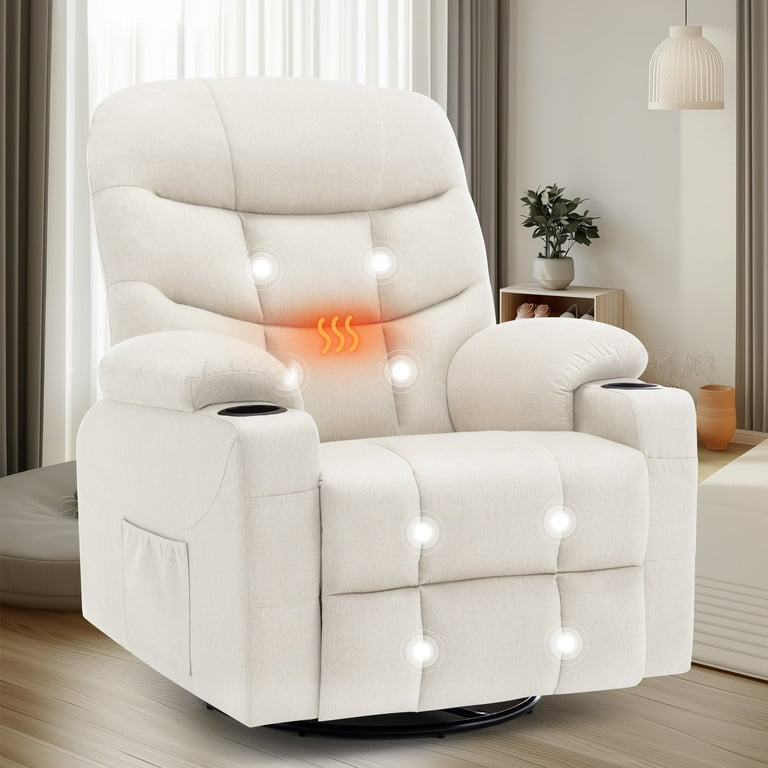 KORSER Swivel Glider Rocker Recliner Chair, Beige, 360Â° Swivel