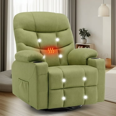 Korser Swivel Glider Rocker Recliner Chair with Massage and Heat for Living Room,Green