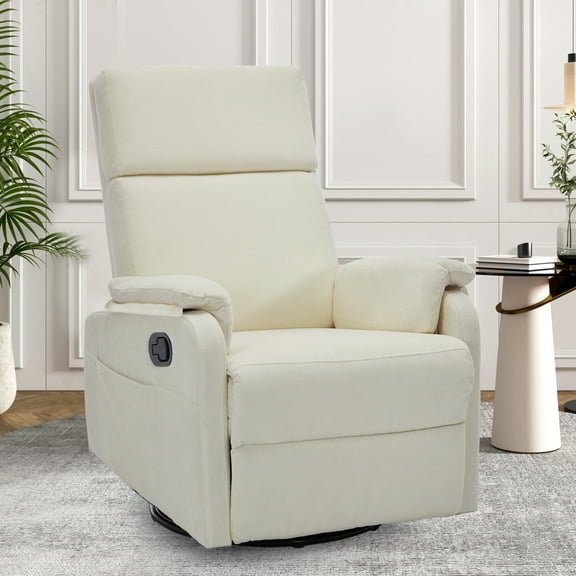 Korser Swivel Rocker Recliner Chair for Small Spaces Chenille for Living Room,Beige
