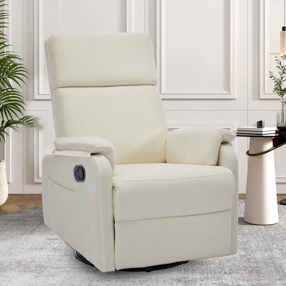 Korser Swivel Rocker Recliner Chair for Small Spaces Chenille for Living Room,Beige