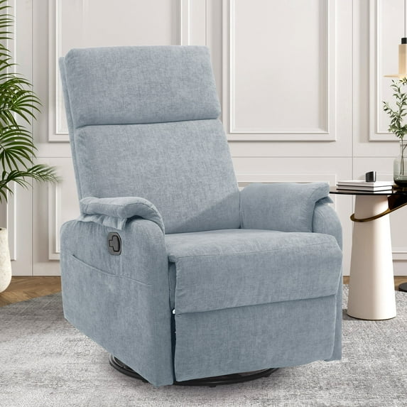 Korser Swivel Rocker Recliner Chair for Small Spaces Chenille for Living Room,Blue