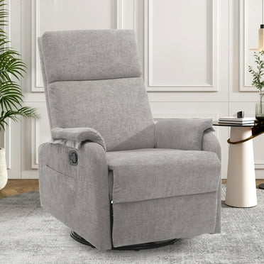 Korser Swivel Rocker Recliner Chair for Small Spaces Chenille for Living Room,Grey