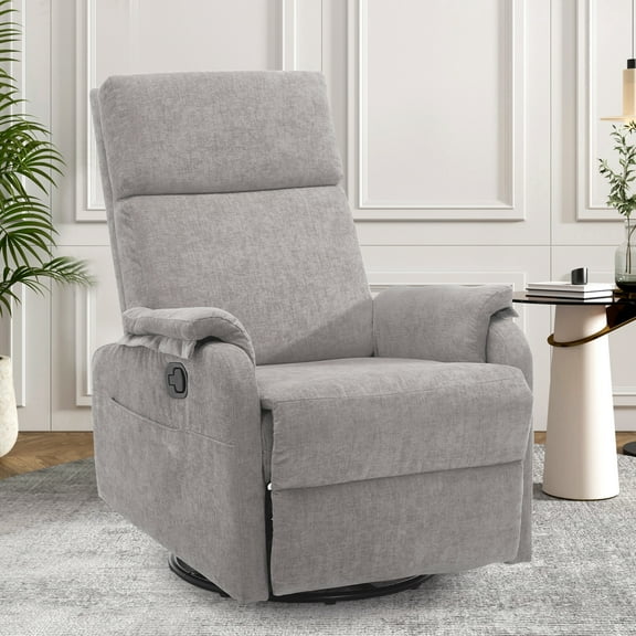 Korser Swivel Rocker Recliner Chair for Small Spaces Chenille for Living Room,Grey