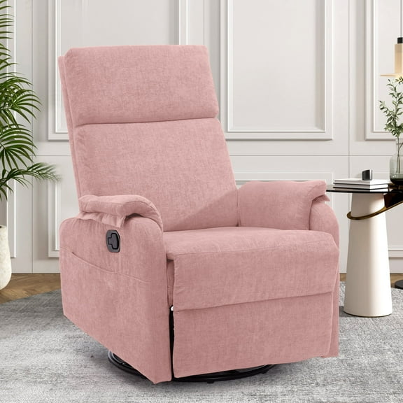 Korser Swivel Rocker Recliner Chair for Small Spaces Chenille for Living Room,Pink