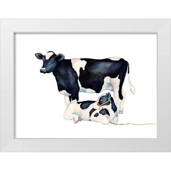 Korsgaden, Laurie 14x11 White Modern Wood Framed Museum Art Print Titled - Mama Moo Baby Moo
