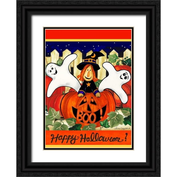 Korsgaden, Laurie 14x18 Black Ornate Wood Framed with Double Matting Museum Art Print Titled - Happy Halloween