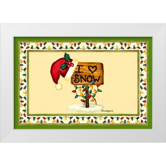 Korsgaden, Laurie 24x17 White Modern Wood Framed Museum Art Print Titled - I love Snow