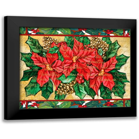 Korsgaden, Laurie 24x20 Black Modern Framed Museum Art Print Titled - Poinsettas