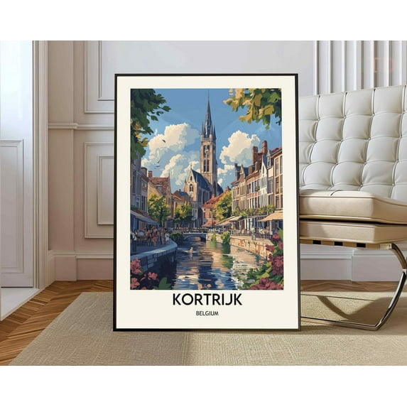 Kortrijk Poster, Kortrijkkortrijk Print, Kortrijk Photo, Kortrijk Poster Print, Kortrijk Travel Poster, Kortrijk Belgium Gift Wall Art, Modern Wall Decor, 24x36 UNFRAMED