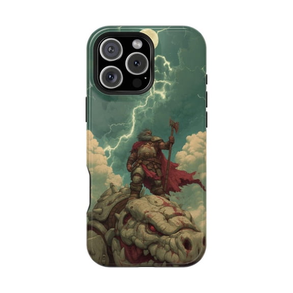 Korvak Stoneblood the Legendary Dragon Slayer Fantasy Warrior Artwork Phone Case with iPhone 17 to 11 Pro Max
