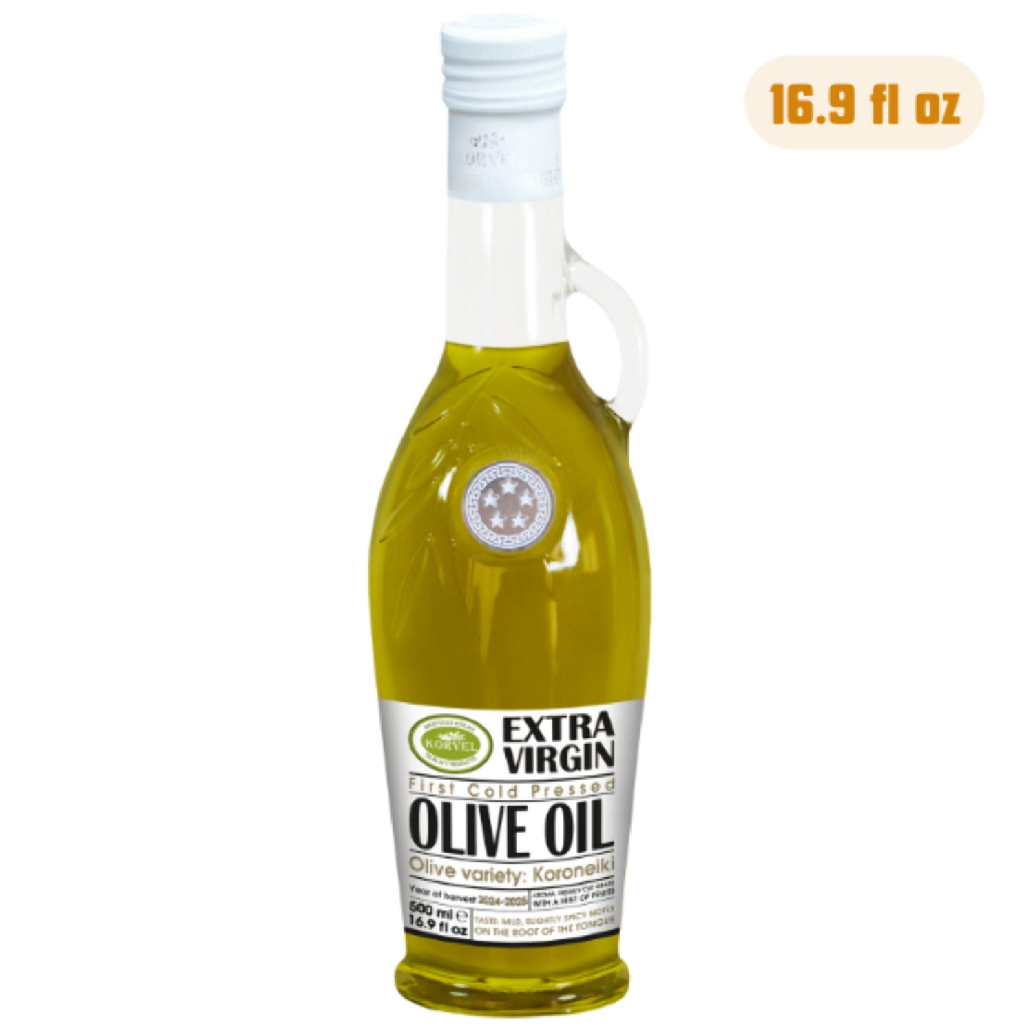 Korvel Greek Extra Virgin Olive Oil, Amphora Bottle, 16.9 fl oz